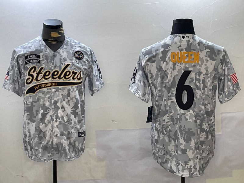 Men Pittsburgh Steelers #6 Queen Nike Arctic Camo 2024 Salute to Service Limited NFL Jersey style 3